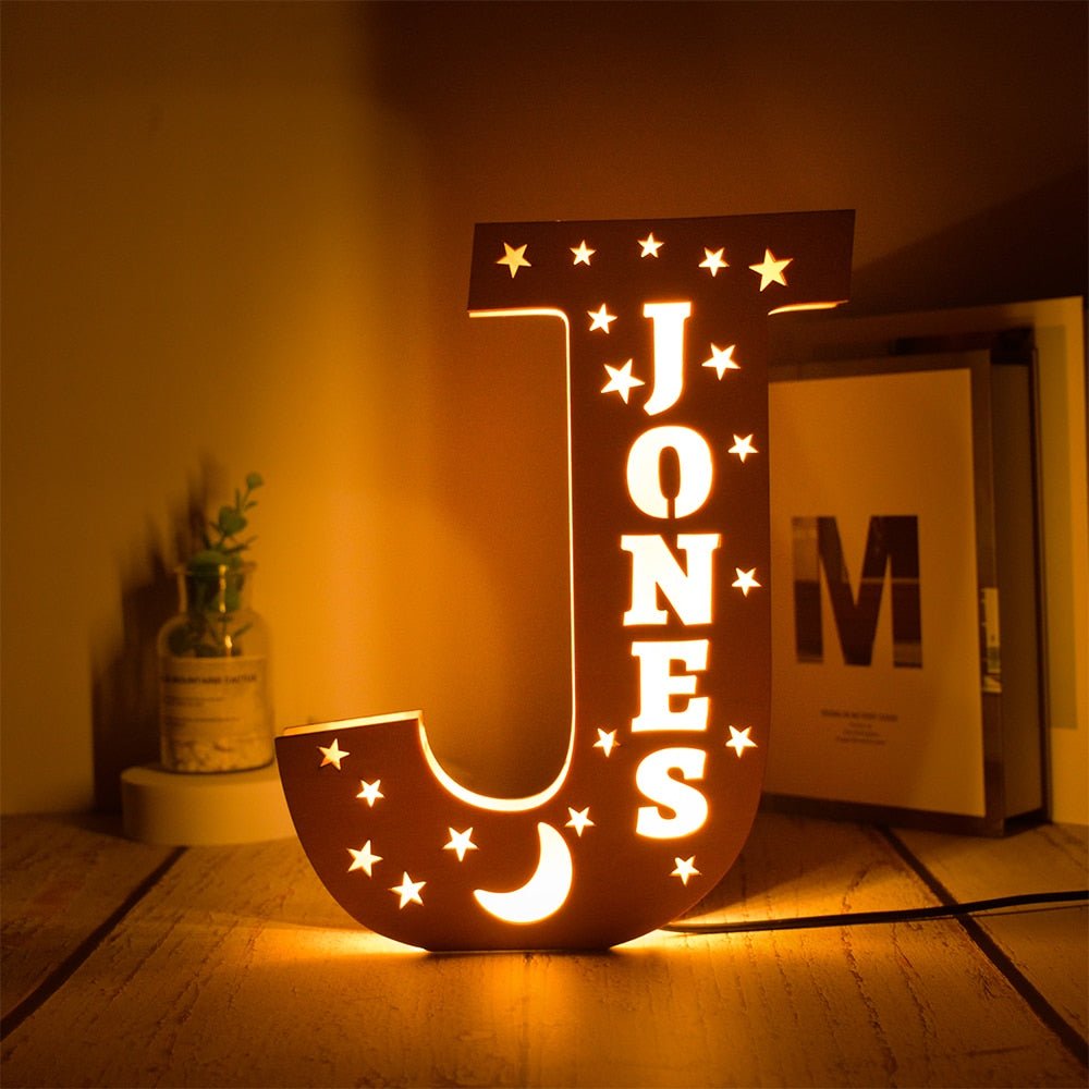 Personalized LED Wall Decor with Custom Name and Stars/Moon Design - Precious Engraved