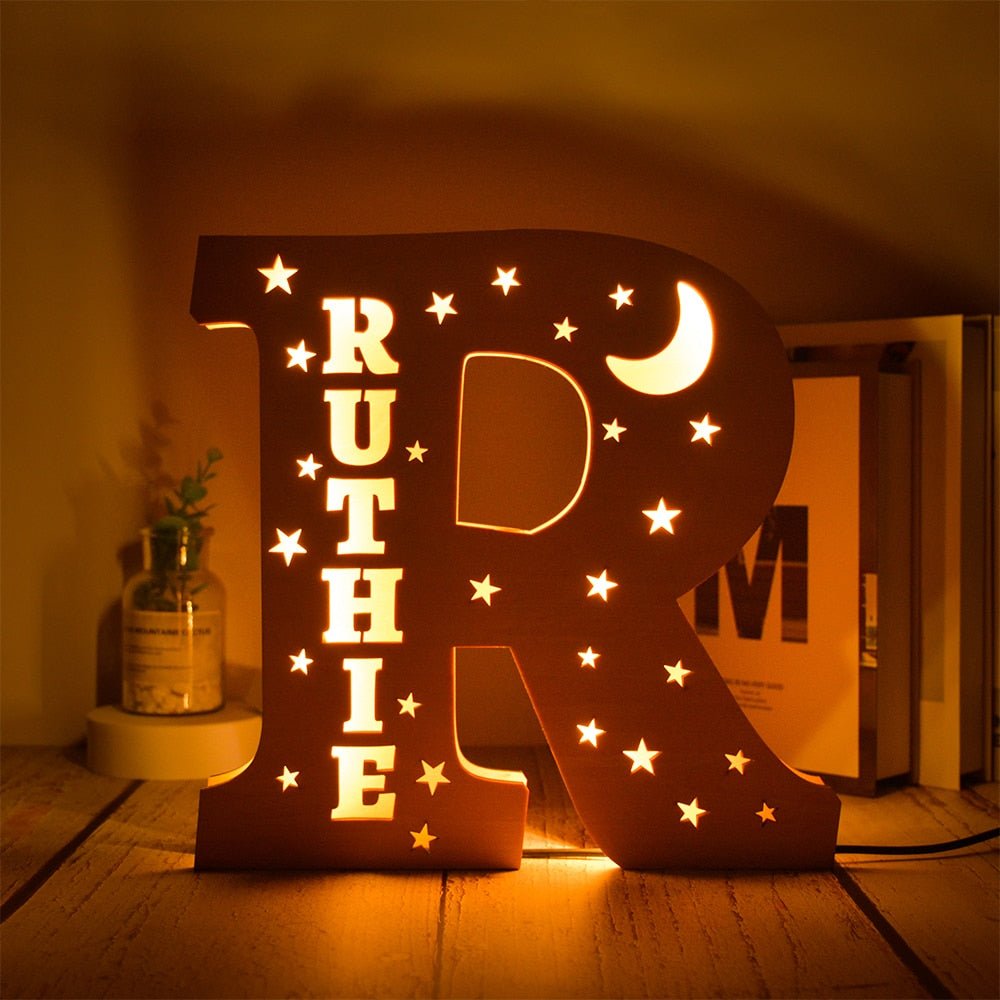 Personalized LED Wall Decor with Custom Name and Stars/Moon Design - Precious Engraved