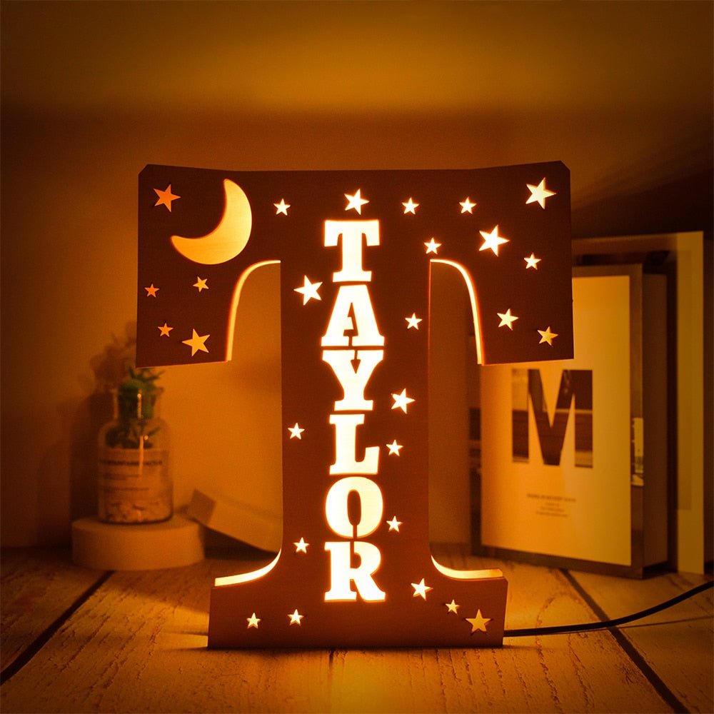 Personalized LED Wall Decor with Custom Name and Stars/Moon Design - Precious Engraved