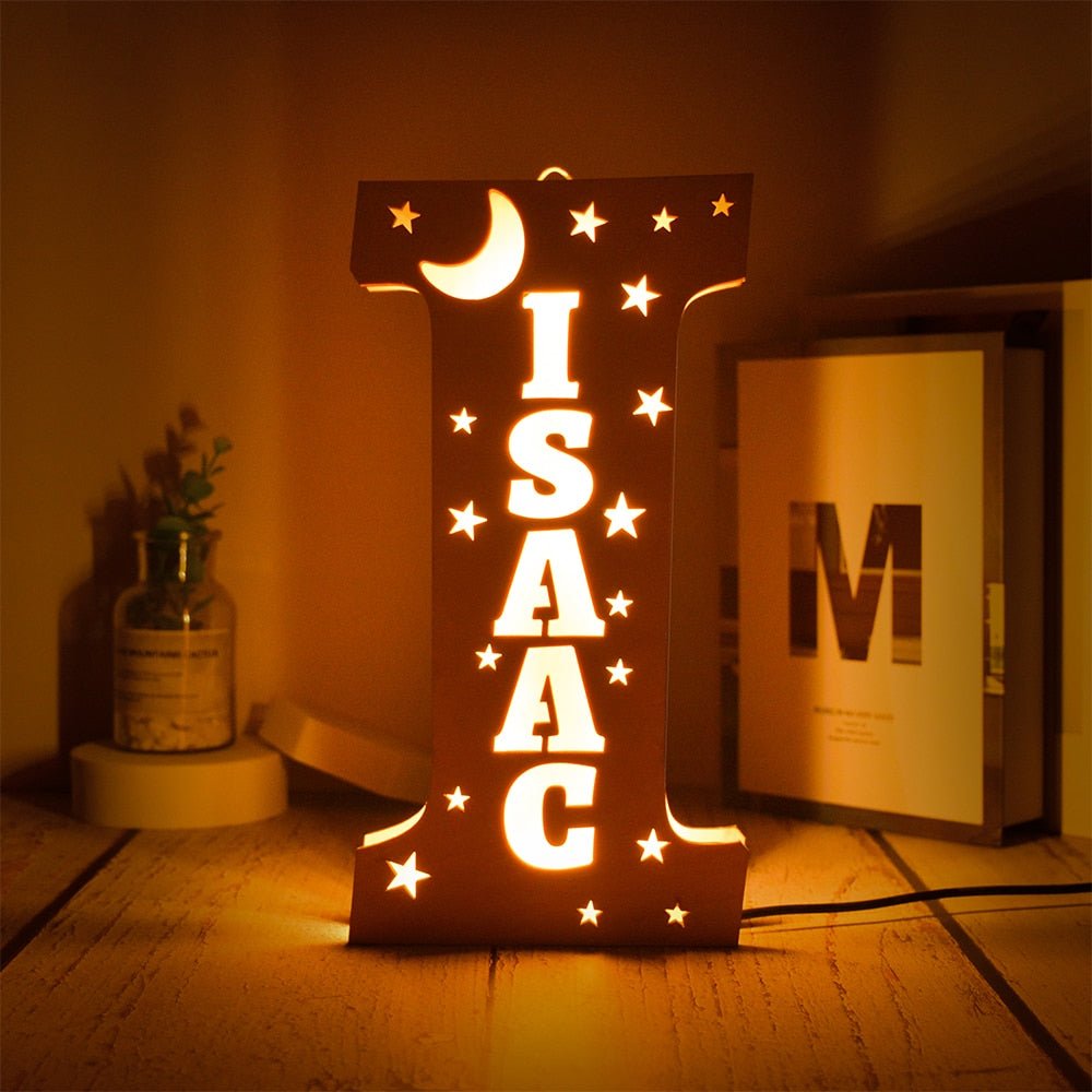 Personalized LED Wall Decor with Custom Name and Stars/Moon Design - Precious Engraved