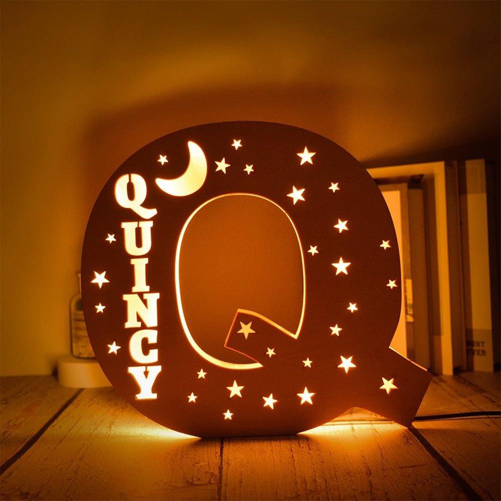 Personalized LED Wall Decor with Custom Name and Stars/Moon Design - Precious Engraved