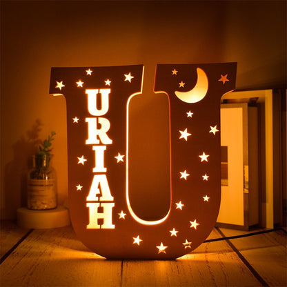 Personalized LED Wall Decor with Custom Name and Stars/Moon Design - Precious Engraved