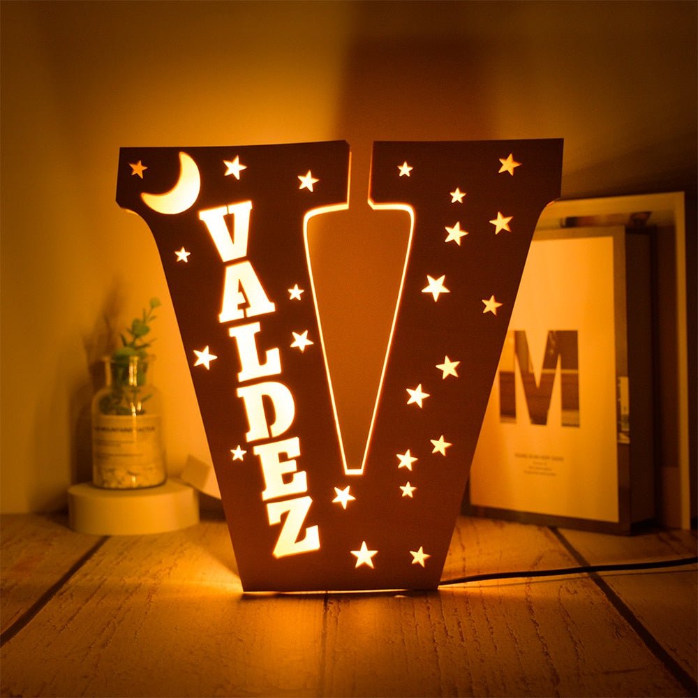 Personalized LED Wall Decor with Custom Name and Stars/Moon Design - Precious Engraved