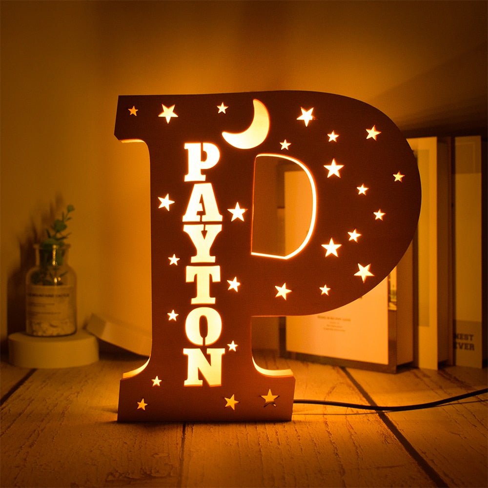 Personalized LED Wall Decor with Custom Name and Stars/Moon Design - Precious Engraved