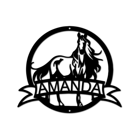 Personalized Majestic Horse Monogram Metal Wall Art Classic Metal Sign - Precious Engraved