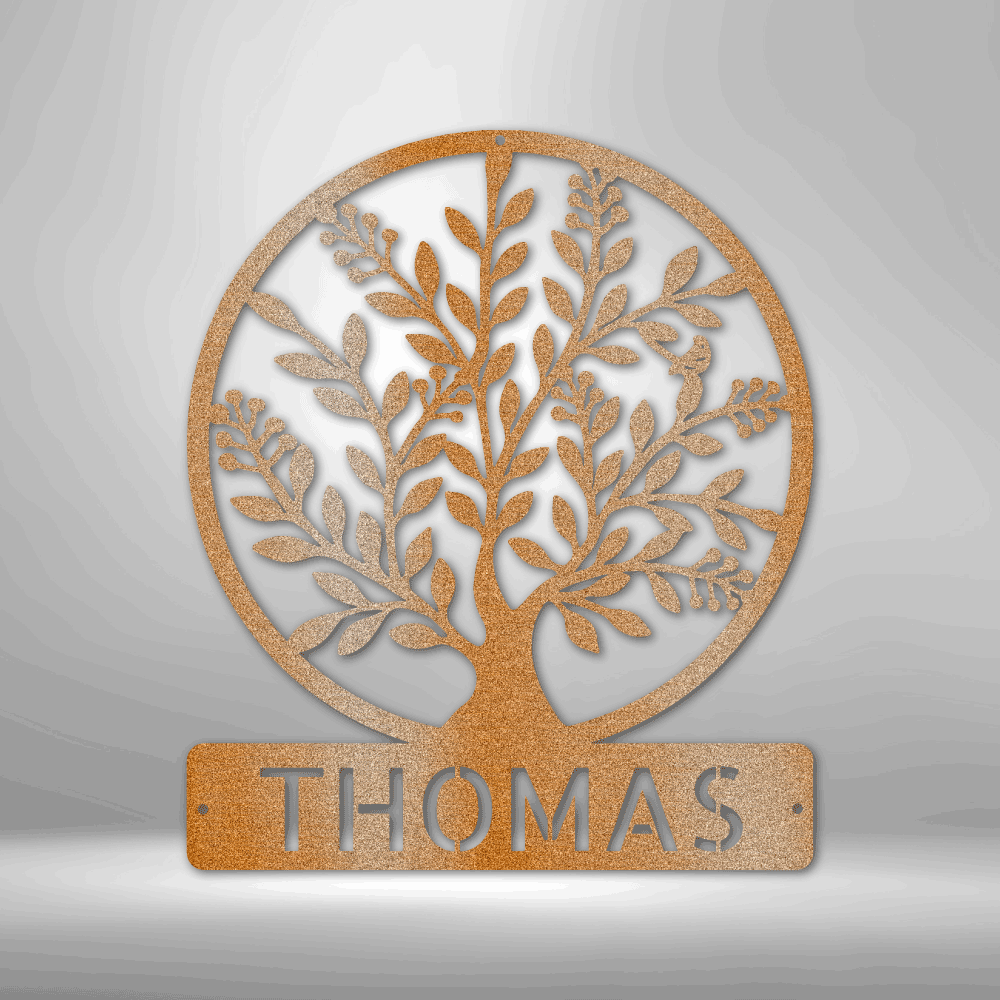 Custom Metal Wall Art - Personalized Tree of Life Name Monogram Sign