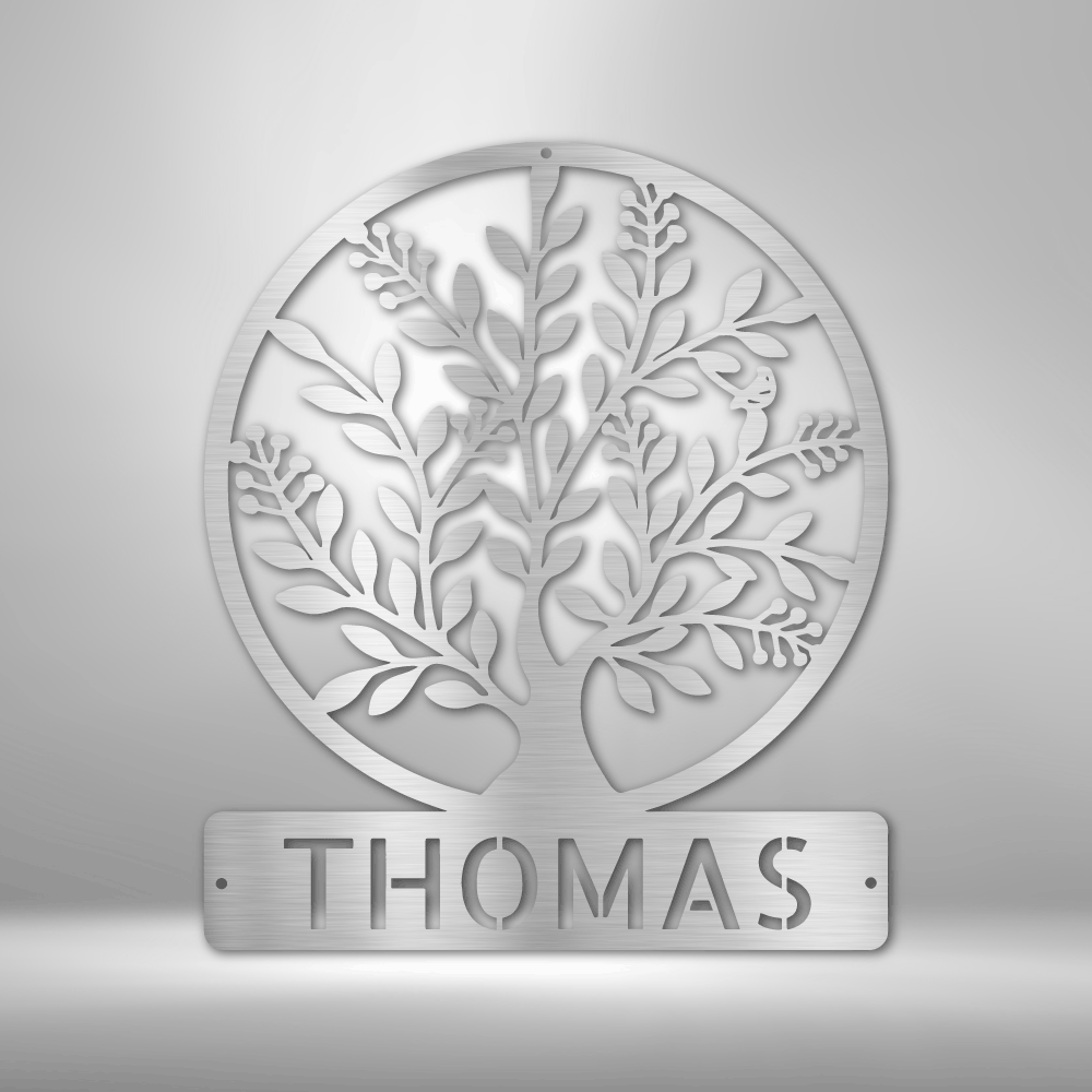 Custom Metal Wall Art - Personalized Tree of Life Name Monogram Sign