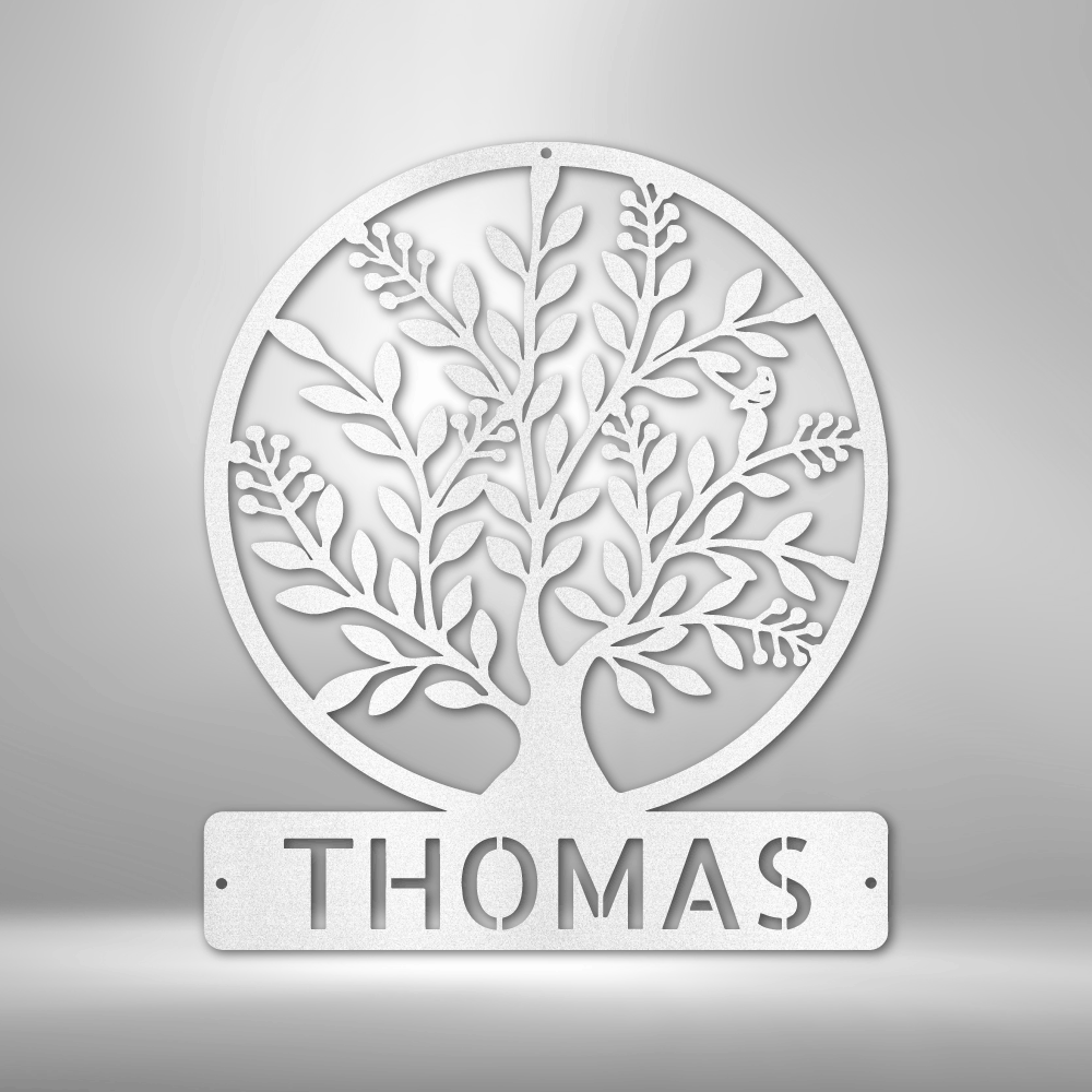 Custom Metal Wall Art - Personalized Tree of Life Name Monogram Sign