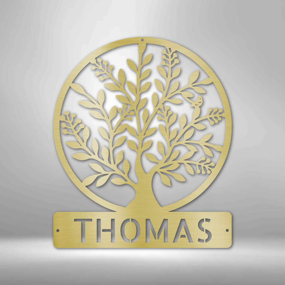 Custom Metal Wall Art - Personalized Tree of Life Name Monogram Sign