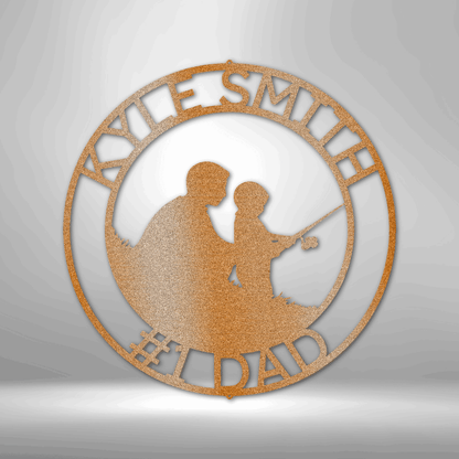 Father and Son Fishing Memorial Personalized Gifts - Custom Metal Sign for Father's Day Copper