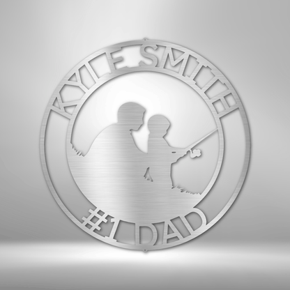 Father and Son Fishing Memorial Personalized Gifts - Custom Metal Sign for Father's Day Silver