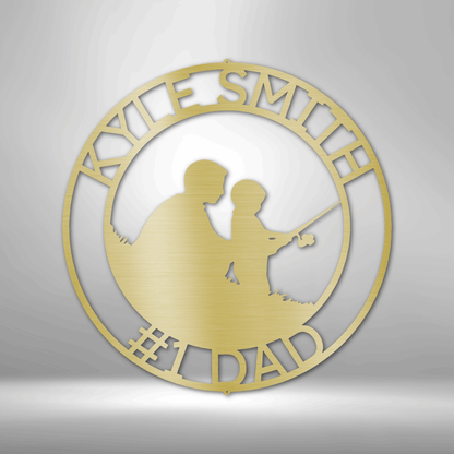 Father and Son Fishing Memorial Personalized Gifts - Custom Metal Sign for Father's Day Gold