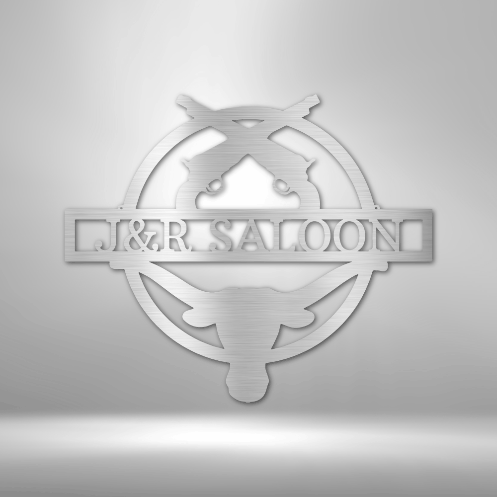 Custom Metal Wall Art - Personalized Saloon Name Monogram Sign