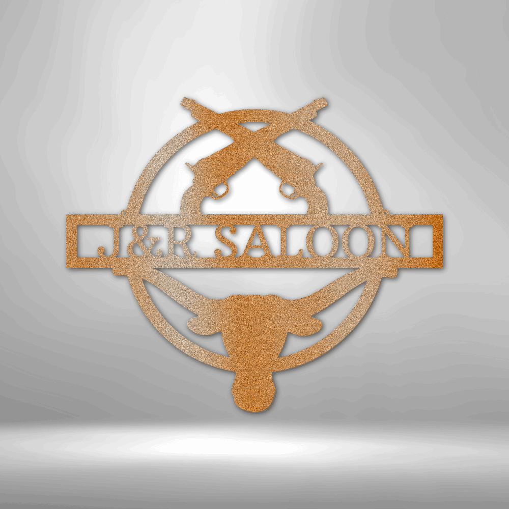 Custom Metal Wall Art - Personalized Saloon Name Monogram Sign
