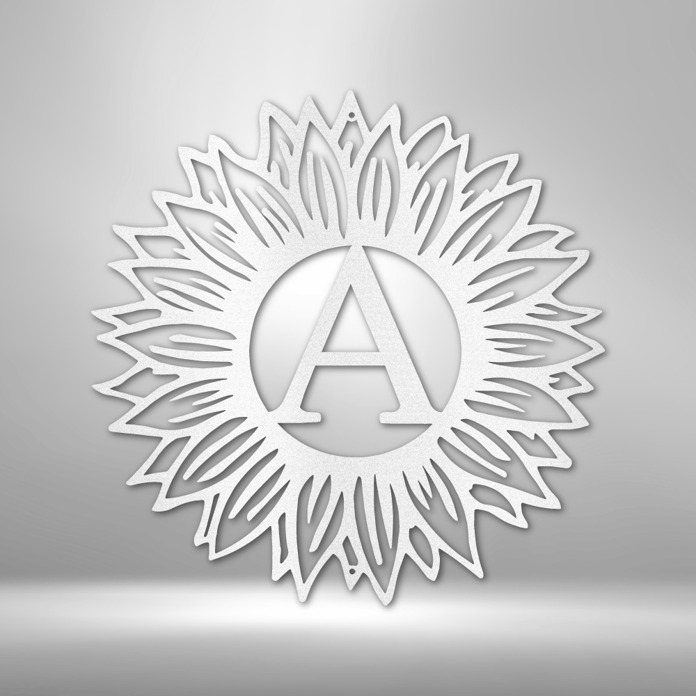 Personalized Metal Wall Art Sunflower Initial Letter Custom Metal Sign - Precious Engraved