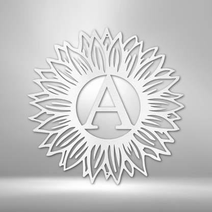 Sunflower Initial Personalized Gifts - Custom Metal Sign White