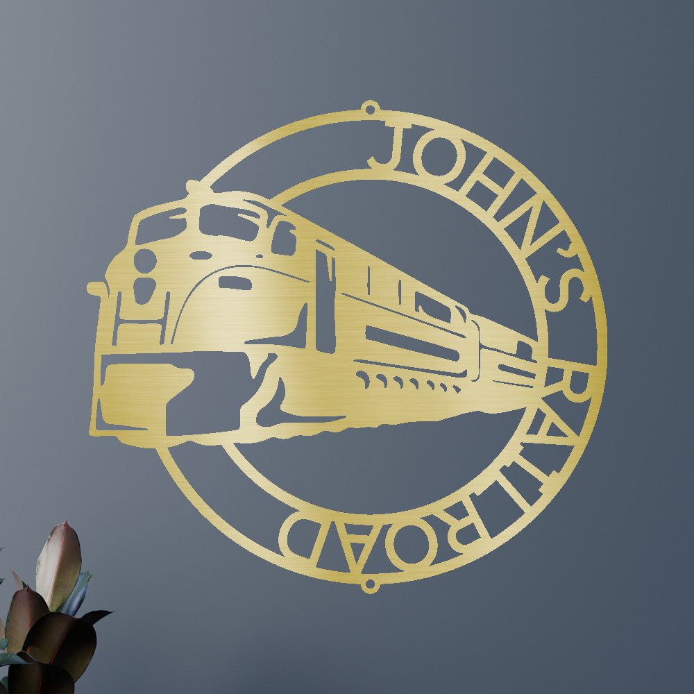 Personalized Modern Train Ring Monogram Custom Metal Wall Art Classic Metal Sign - Precious Engraved