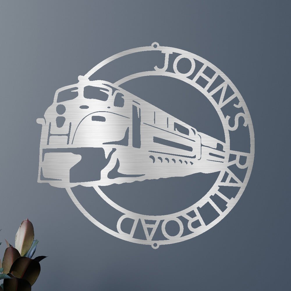 Personalized Modern Train Ring Monogram Custom Metal Wall Art Classic Metal Sign - Precious Engraved