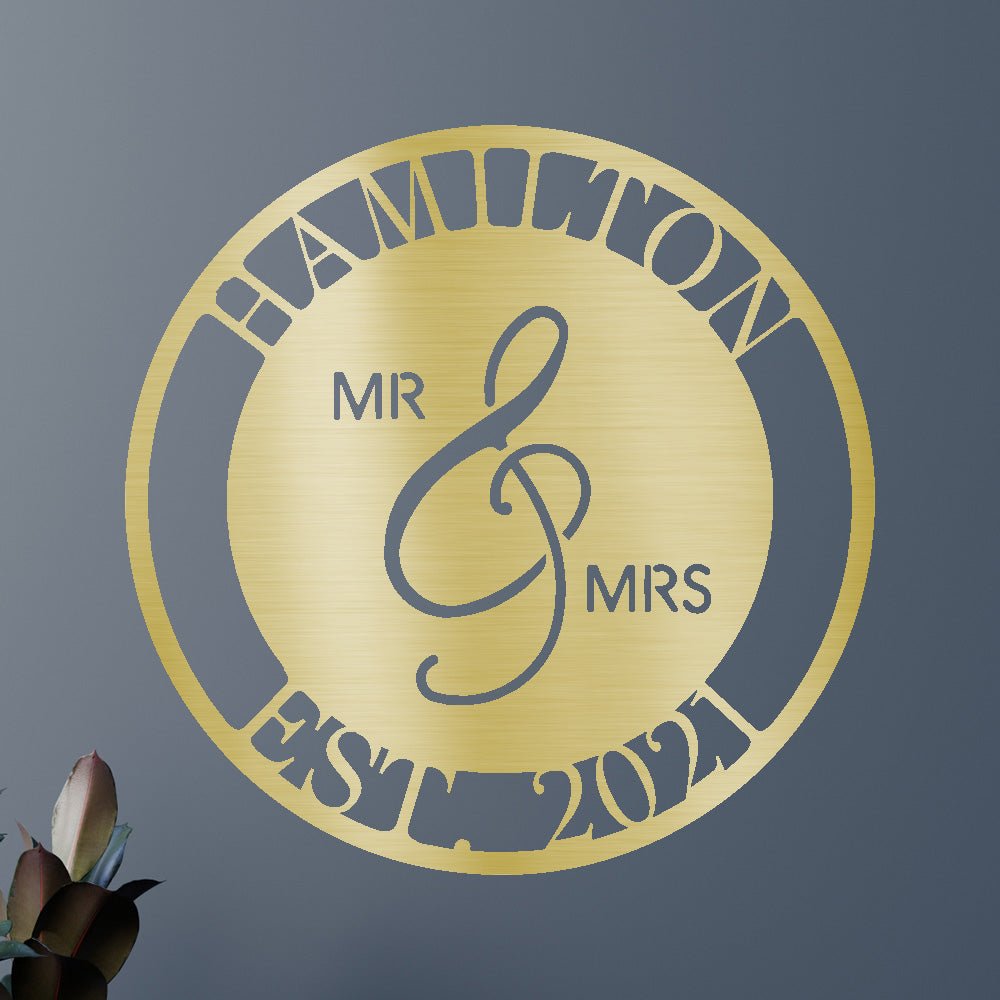 Custom Metal Wall Art - Personalized Mr and Mrs Wedding Sign