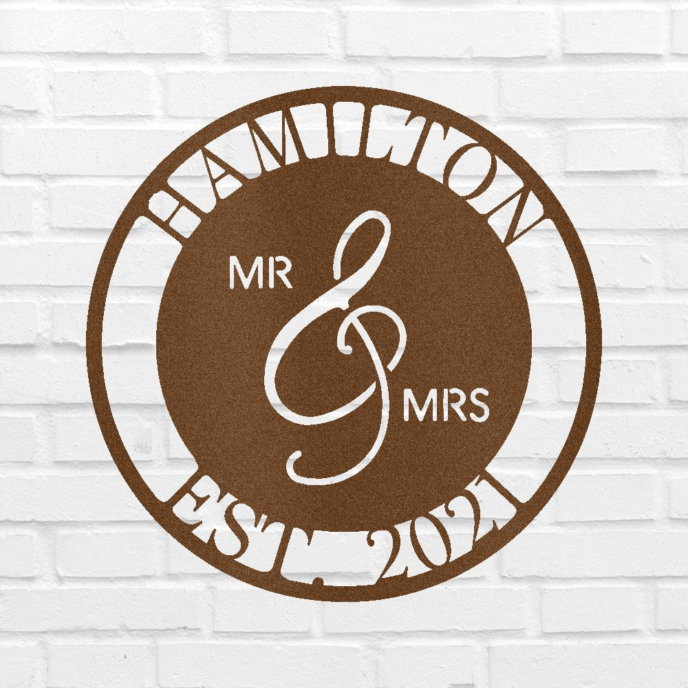 Custom Metal Wall Art - Personalized Mr and Mrs Wedding Sign