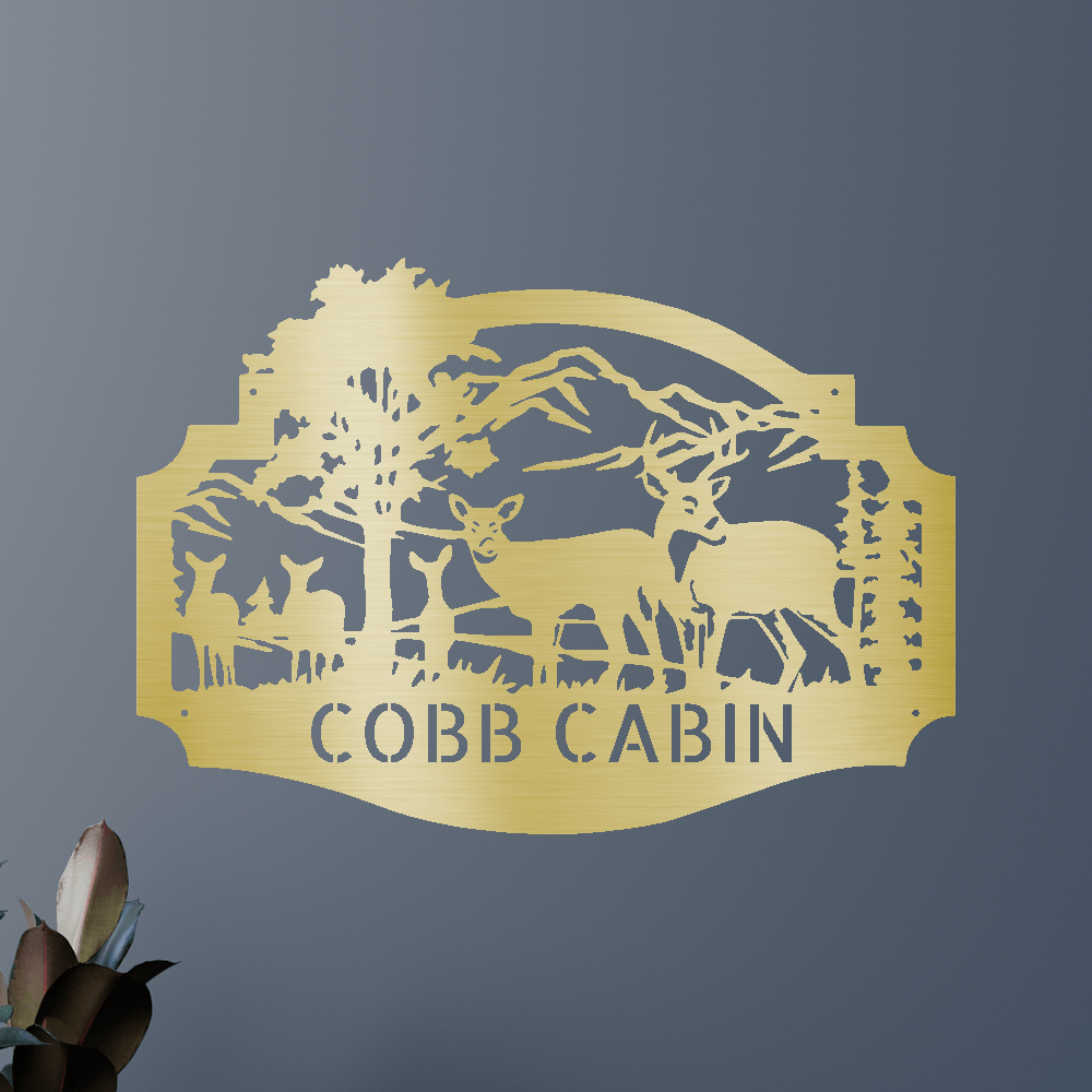 Custom Metal Wall Art - Personalized Deer Antler Forest Monogram Sign