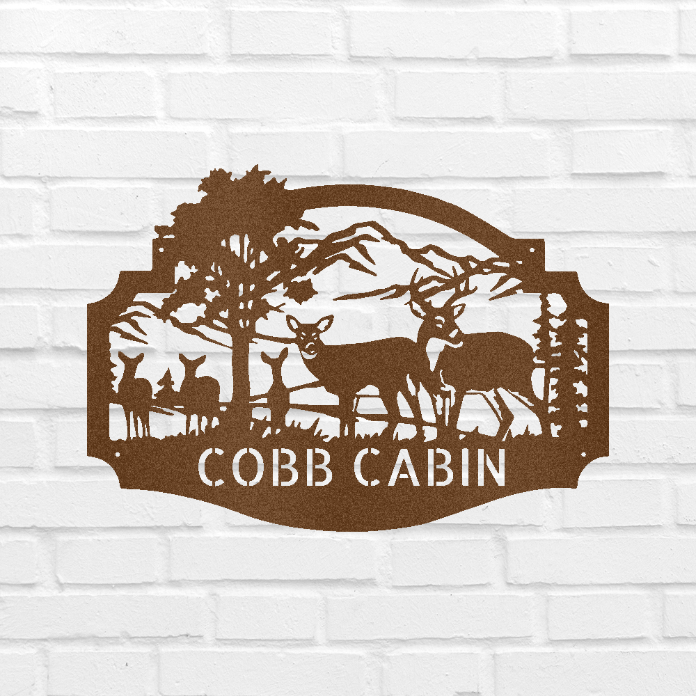 Custom Metal Wall Art - Personalized Deer Antler Forest Monogram Sign