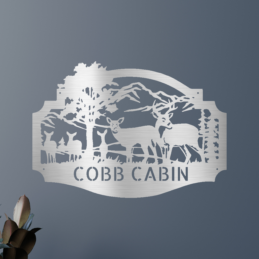 Custom Metal Wall Art - Personalized Deer Antler Forest Monogram Sign