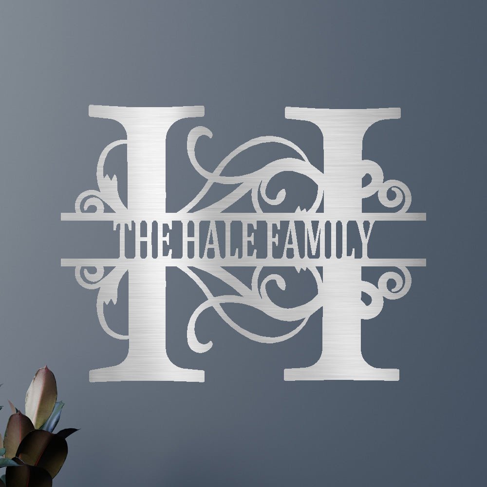 Custom Metal Wall Art - Family Split Letter Monogram Sign
