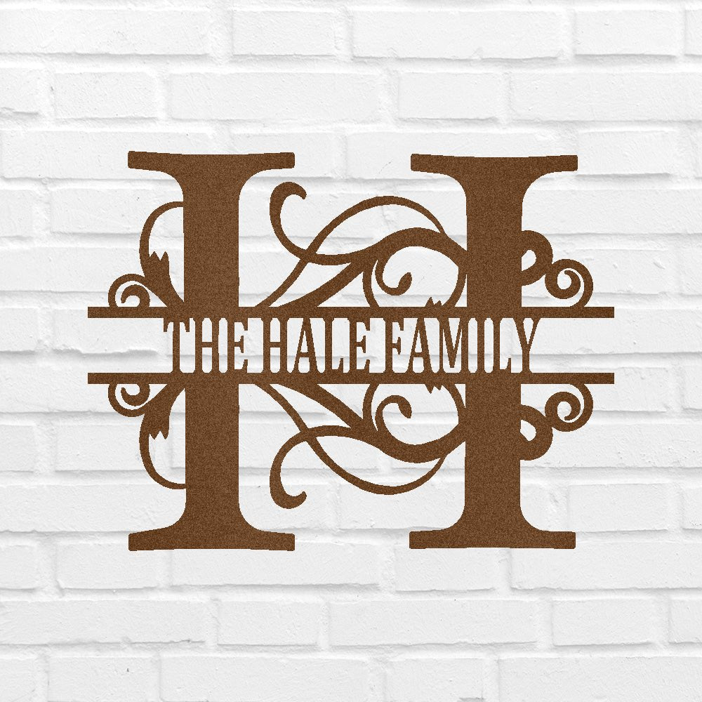 Custom Metal Wall Art - Family Split Letter Monogram Sign