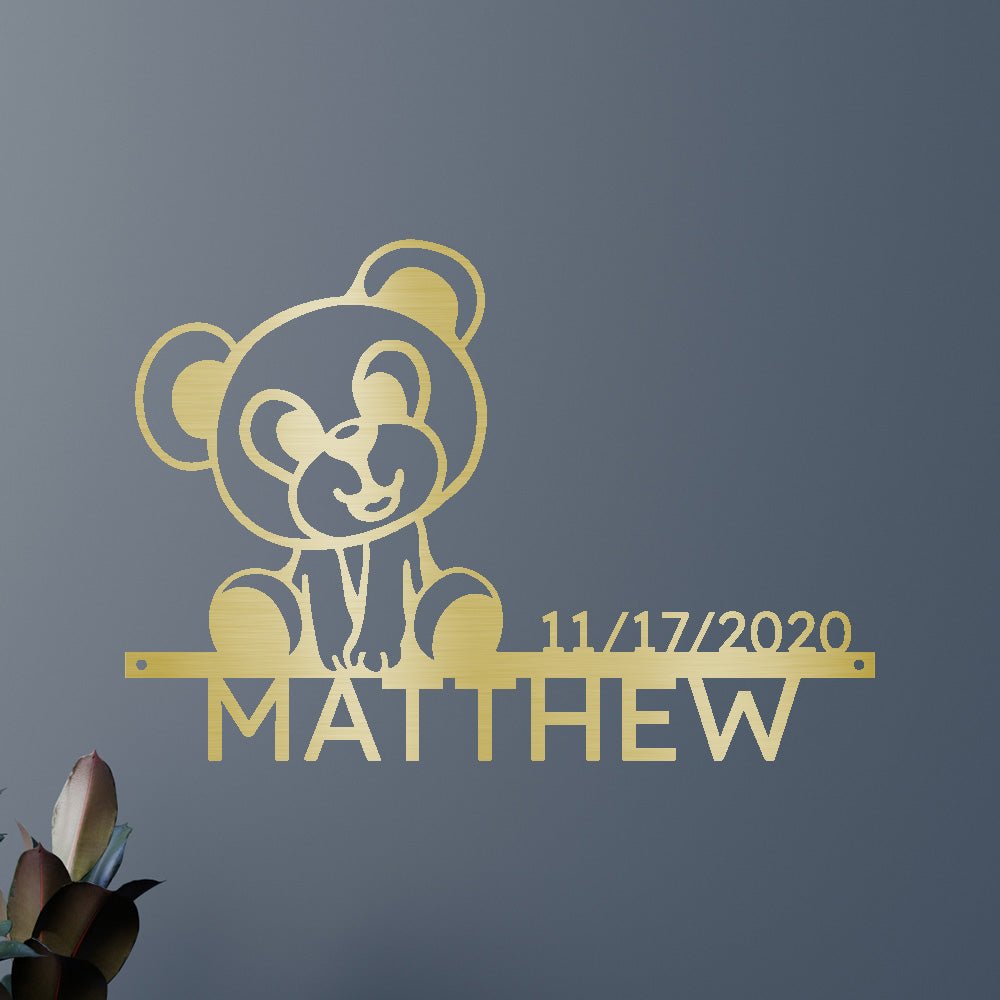 Custom Metal Wall Art - Personalized Teddy Bear Name Sign