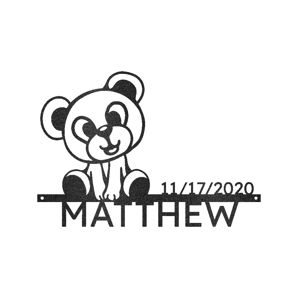 Custom Metal Wall Art - Personalized Teddy Bear Name Sign
