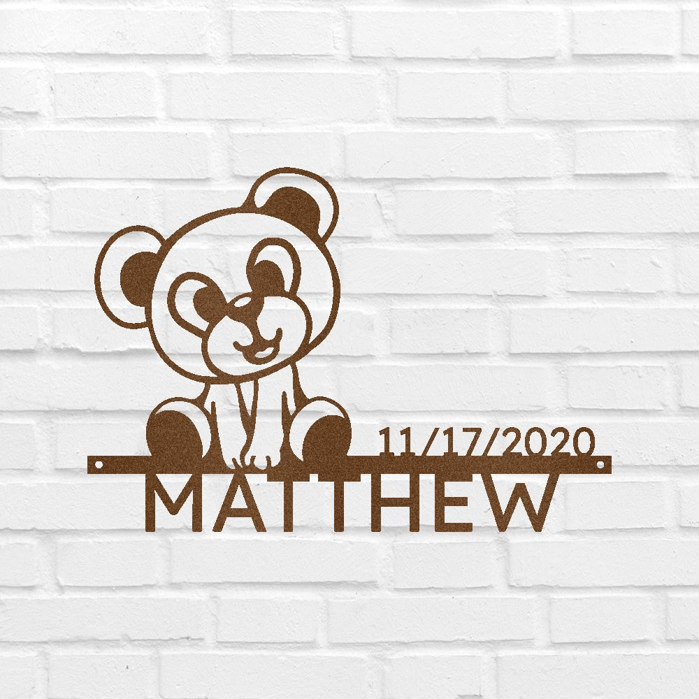 Custom Metal Wall Art - Personalized Teddy Bear Name Sign