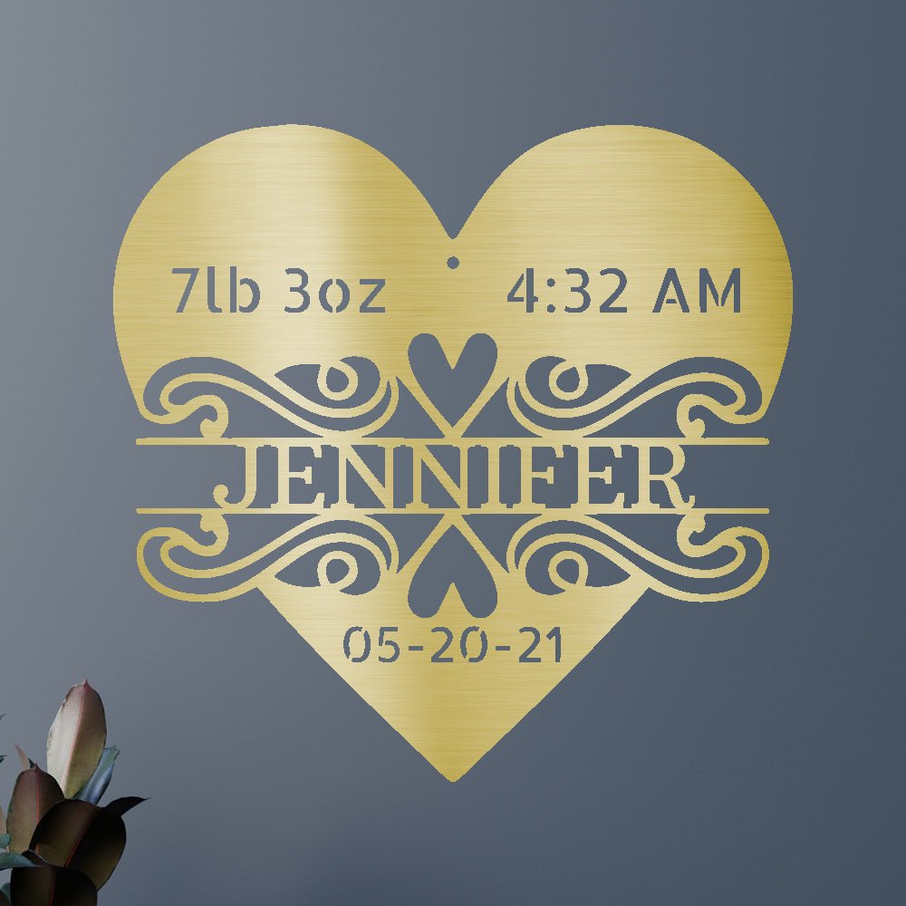 Custom Metal Wall Art - Personalized Newborn Name Sign