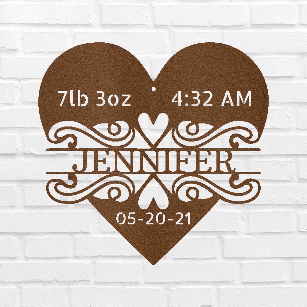 Custom Metal Wall Art - Personalized Newborn Name Sign