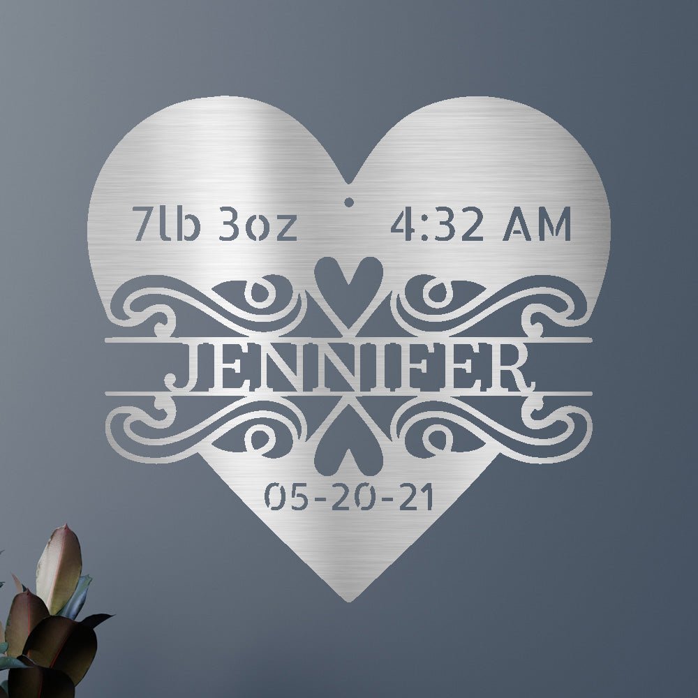 Custom Metal Wall Art - Personalized Newborn Name Sign