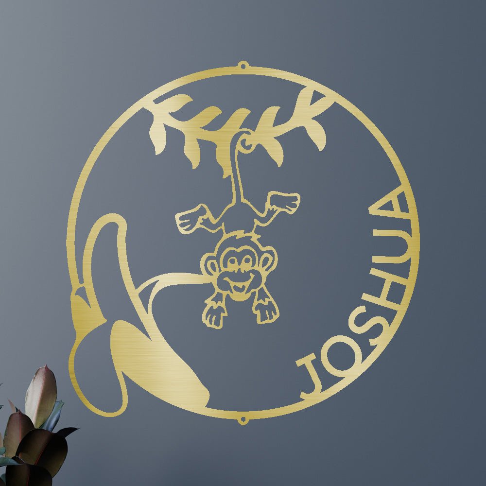 Personalized Our Little Monkey Monogram Custom Metal Wall Art Classic Metal Sign - Precious Engraved