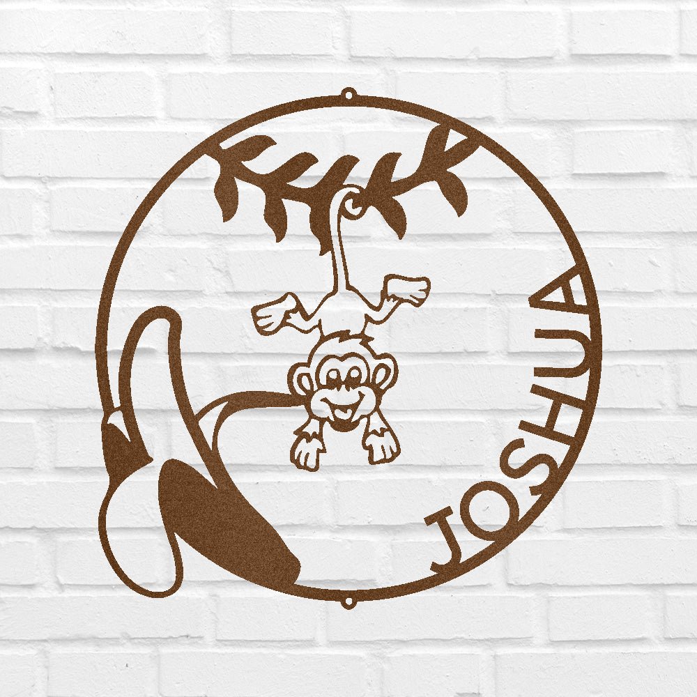 Custom Metal Wall Art - Personalized Little Monkey Name Sign