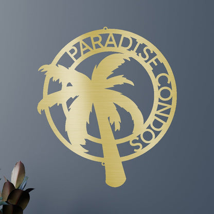 Palm Tree Personalized Gifts - Custom Metal Sign Gold