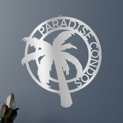 Palm Tree Personalized Gifts - Custom Metal Sign Silver