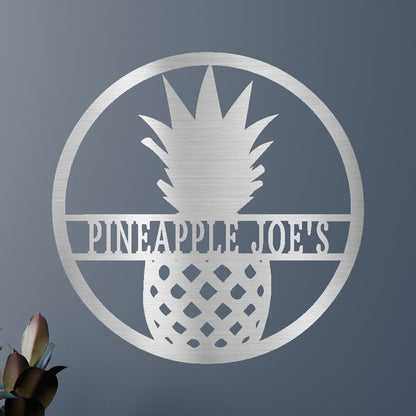 Pineapple Sign - Custom Metal Sign, Housewarming Gift Silver