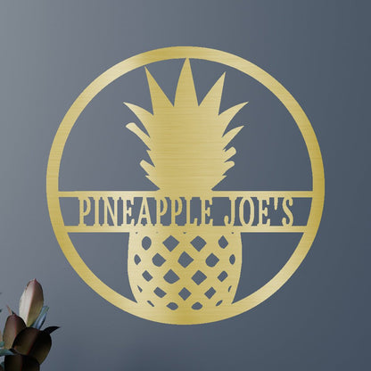 Pineapple Sign - Custom Metal Sign, Housewarming Gift Gold