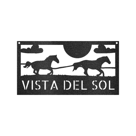 Racing Horses Sign - Custom Metal Sign, Gift For Horse Lover Black