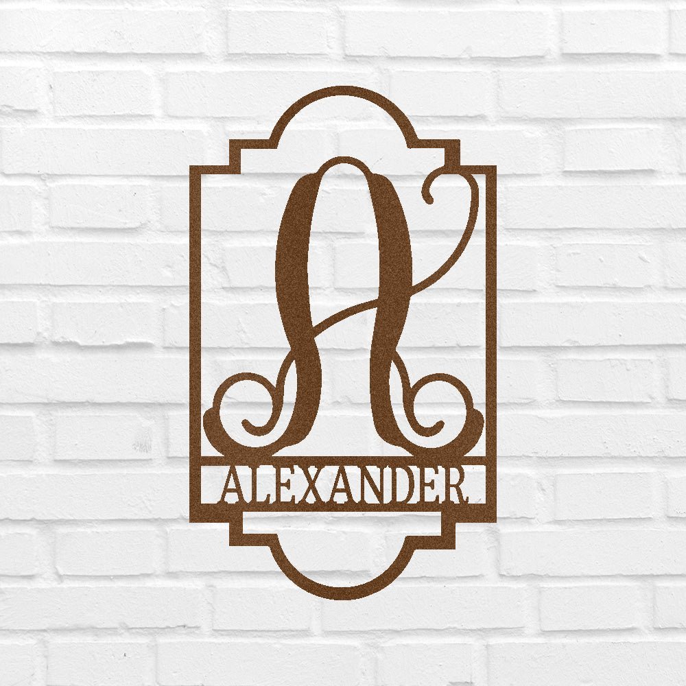 Custom Metal Wall Art - Personalized Split Letter Name Monogram Sign