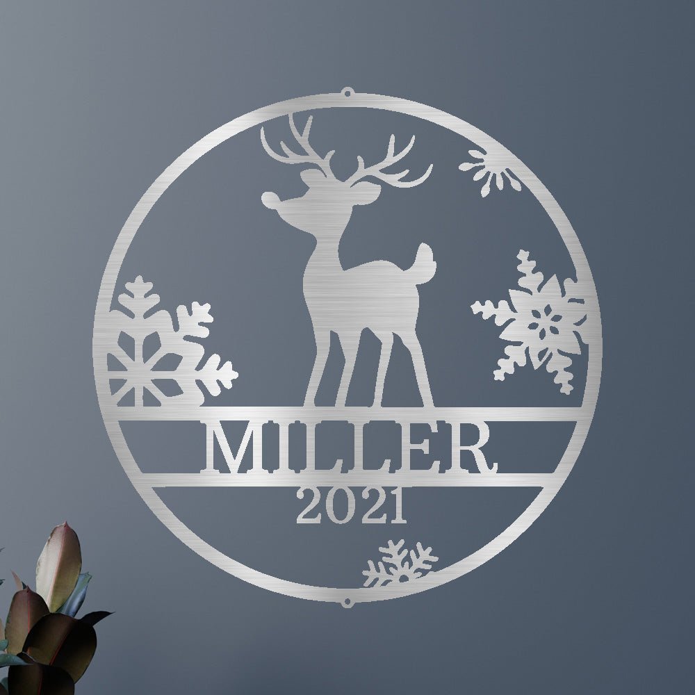 Personalized Rudolph's Deer, Custom Metal Sign, Metal Wall Art, Christmas Gift - Precious Engraved