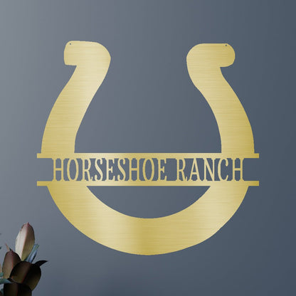 Simple Horseshoe Personalized Gifts - Custom Metal Sign, Horse Lover Gift Gold