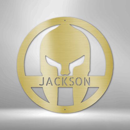 Spartan Helmet Personalized Gifts - Custom Metal Sign Gold