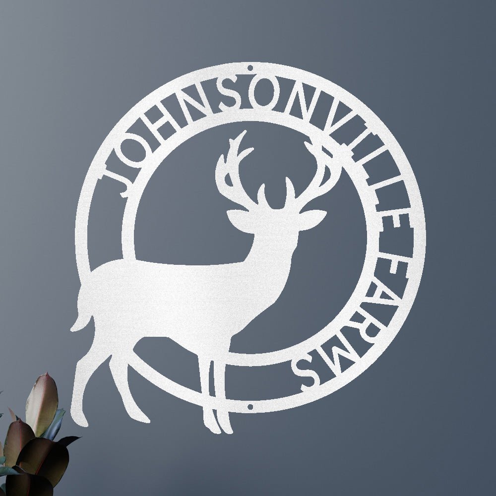 Custom Metal Wall Art - Personalized Stag Antler Monogram Sign
