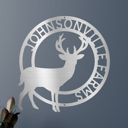 Stag Deer Antler Personalized Gifts - Custom Metal Sign, Christmas Gift Decor Silver