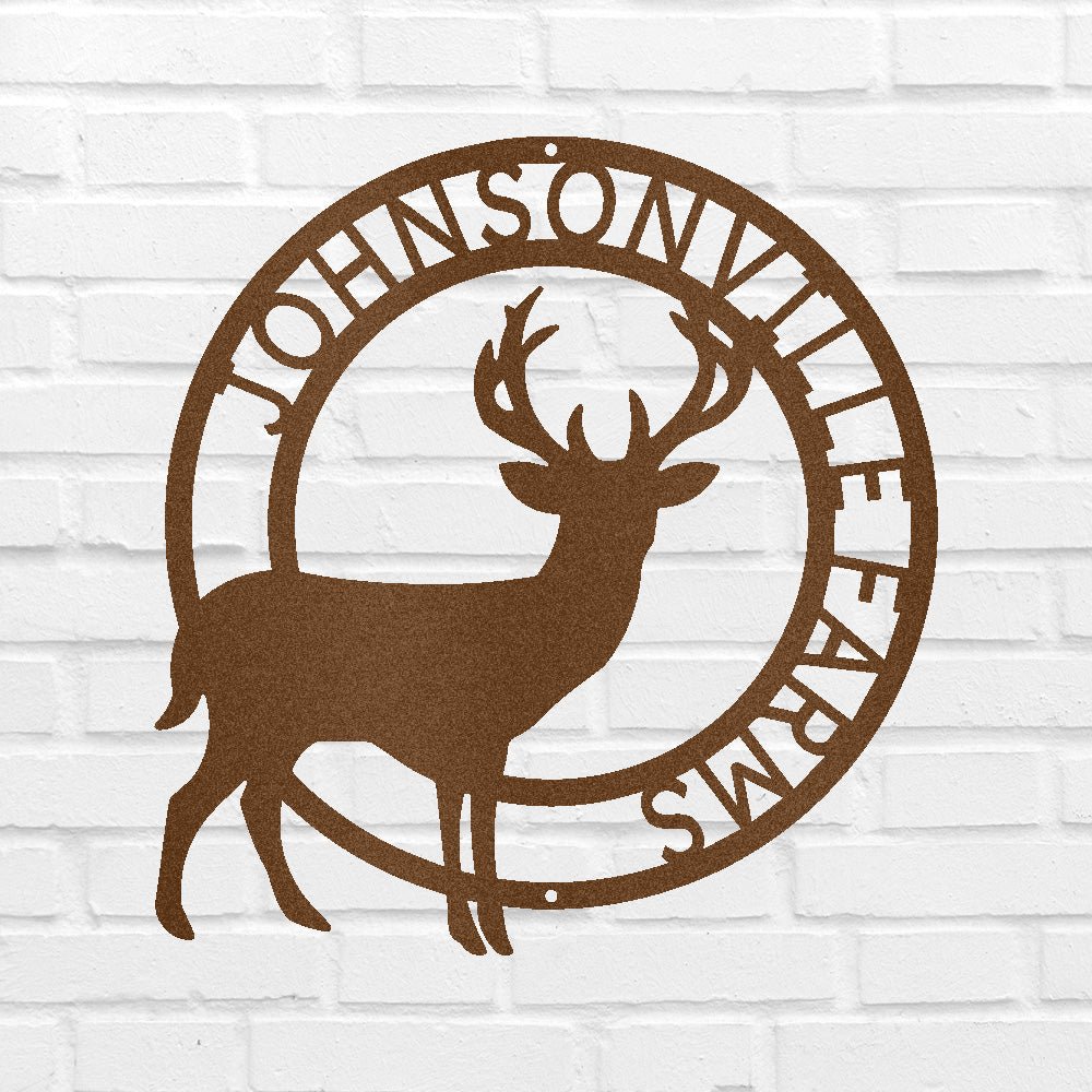 Custom Metal Wall Art - Personalized Stag Antler Monogram Sign
