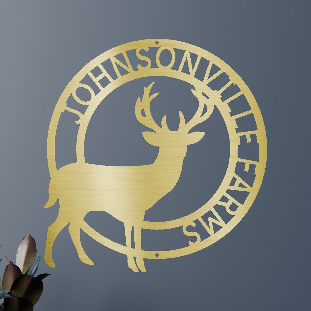 Custom Metal Wall Art - Personalized Stag Antler Monogram Sign